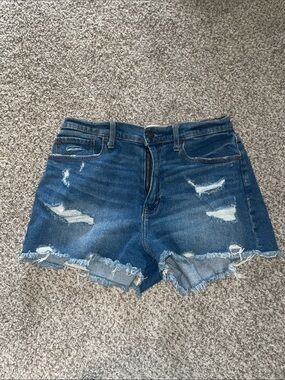 Abercrombie & Fitch Ripped Dark Blue Denim Cutoff Shorts